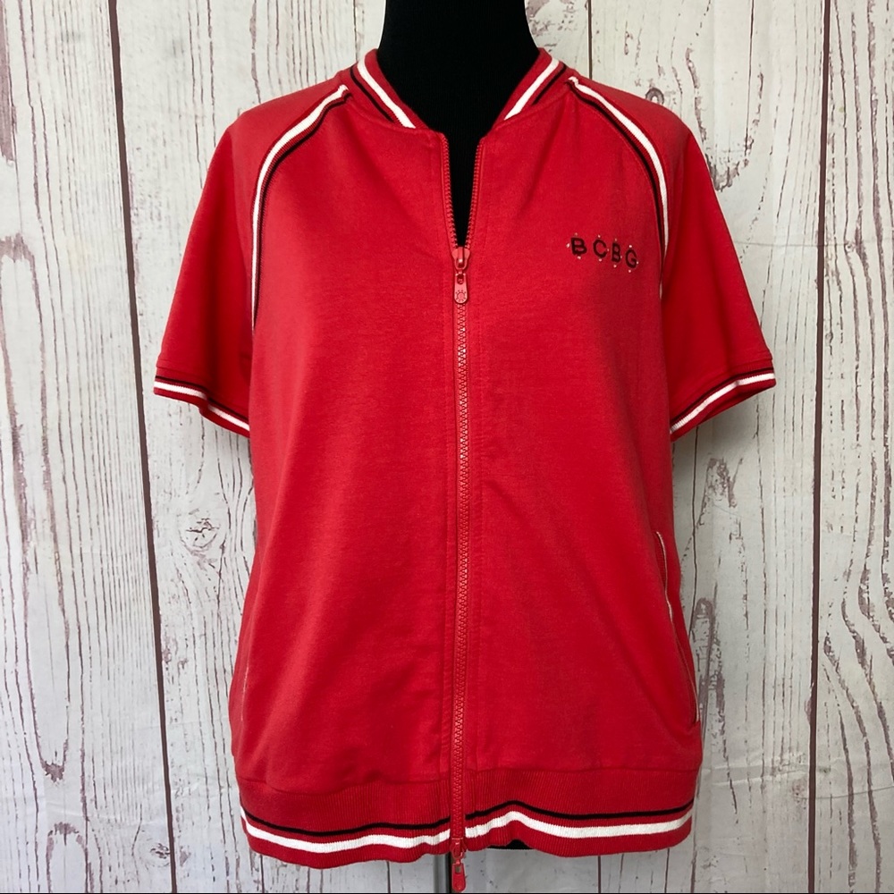BCBG Maxazria Short Sleeve Zip Shirt | Pockets